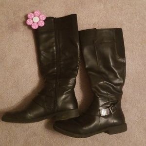 Black High Calf Leather Boots By Life Stride